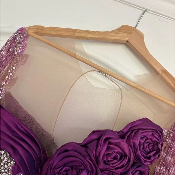 Elegant Purple Gown with Silver Embellishments